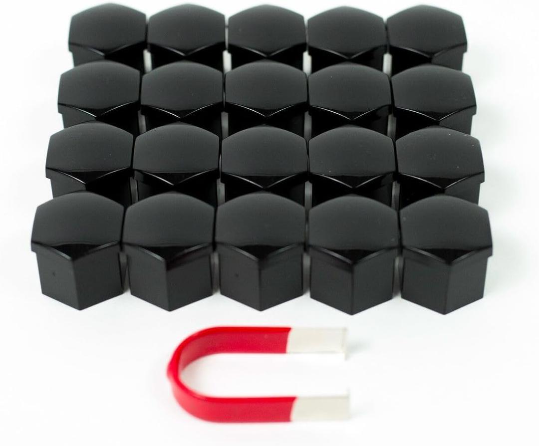 for Range Rover and Range Rover Sport - 2023 and Newer - Lug Nut Covers - 20 Glossy Black Wheel Nut Caps