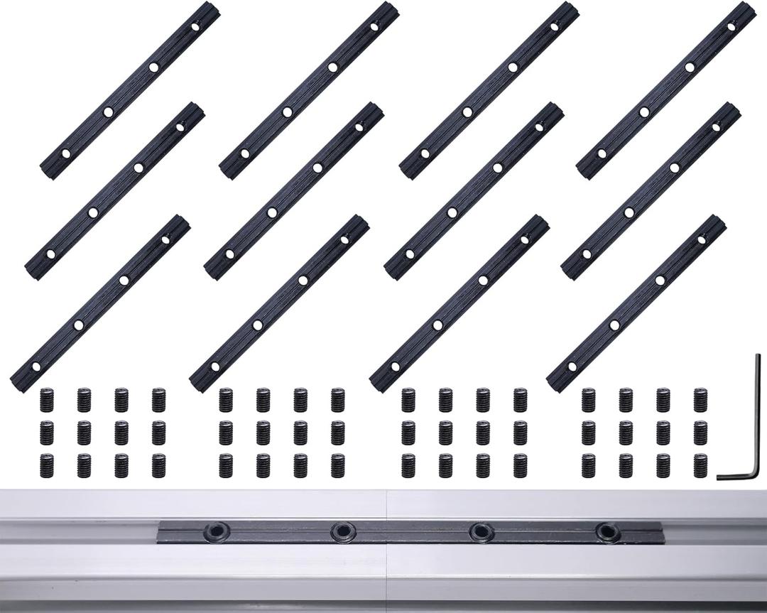12pcs Black 1010 Series Aluminum Extrusion Straight Line Connector,1010 Extruded Aluminum Hardware Connectors with Screws, for 1010 V Slot T Slot Extrusion Hardware