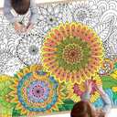SICOHOME Mandala Coloring Tablecloth for Kids - 46x33 inch Giant Coloring Poster Art Craft for School Classroom Birthday Activities Party Supplies - Heart (1pcs)
