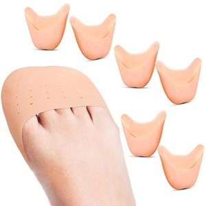 Zhanmai 6 Pcs Toe Cover Protectors for Women Silicone Toe Pouch Caps Gel Pads Pointe Shoes Protectors Gel Ballet Dance Sock Pads with Breathable Hole for Ball of Foot Metatarsal (Beige)