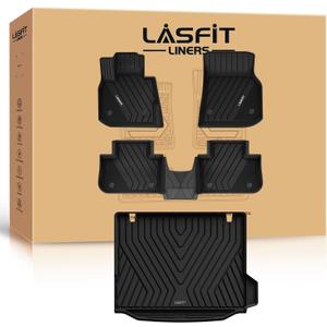 LASFIT 2018-2024 BMW X3 Floor Mats & Trunk Mat, Custom Fit TPE All Weather Car Liners Full Set for x3 30i/M/M40i/M Competition Accessories, Waterproof & Anti-Slip (Don't Fit X3 30e)