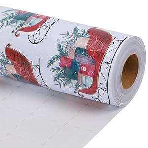 Pack Of 2 LaRibbons Christmas Wrapping Paper Jumbo Roll with Red Pom Pom, Classic Sled Design Gift Wrap Set for Christmas, Holiday, Party Celebration, 30 Inch X 40 Feet (100 sq. ft. ttl.)