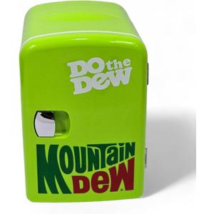 CURTIS Mountain Dew MIS134MD, Mini Portable Compact Personal Fridge Cooler, 4 Liter Capacity Chills Six 12 oz Cans, 100% Freon-Free & Eco Friendly, Lime