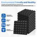 FONESO Acoustic Panels, High Density Soundproof Foam Panels for Walls, Sound Absorbing Panels, Acoustic Foam Panels Fire Resistant for Studio Recording (Black, 2"x12"x12" 48Pack)