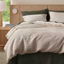 Bedsure Cotton Duvet Cover Set - 100% Cotton Waffle Weave Linen Color Duvet Cover California King Size, PureWoven Breathable Cal King Bedding Set for All Season, 3 Pieces, 104"x98"