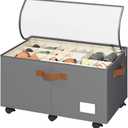 Foyego Shoe Organizer for Closet, Shoe Storage Organizer with Wheels and Adjustable Dividers, Stackable Shoe Storage Box with Clear Cover, Foldable Closet Shoe Organizer Fits up to 24-48 Pairs, Gray