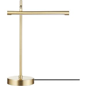 GLOBE Electric 52889 West 15" LED Integrated Desk Lamp, Matte Brass, 200 Lumens, Dimmer Rotary Switch