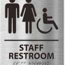 ADA-Compliant Employee Only Restroom Sign with Braille  Modern Aluminum Staff Bathroom Door Sign for Offices, Restaurants, Retail Stores, and Workplace with Easy Installation - 6" W x 8" H
