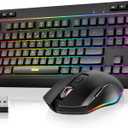 RedThunder K20 TKL Wireless Keyboard and Mouse Combo, Adjustable RGB Backlit Rechargeable Battery, Compact Layout Keyboard with Dedicated Multimedia Keys + Optical Mice for PC/Laptop(Black)