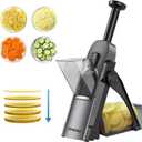 Safe Mandoline Slicer for Kitchen, Potato Slicer, Potato Slicer for Chips, Vegetable & Food Cutter,Thickness Adjustable 0.1-8 mm, Cleaning Brush (only Slice, Black Knight)