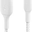 Belkin BoostCharge Braided Lightning Cable - 6.6ft/2M - MFi Certified Apple iPhone Charger USB to Lightning Cable 6ft - iPhone Cable - iPhone Charger Cable - Apple Charger - USB Phone Charger - White