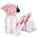 Makeup Brushes Set DUAIU 16PCS Marble Make up Brushes Foundation Eyeshadow Concealer Eyebrow Blush Face Mask Brush Set With Gift Box Make Up ToolPink)
