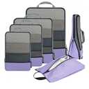 BAGAIL 4 Set/6 Set/8 Set Compression Packing Cubes Travel Accessories Expandable Packing Organizers (Half Mesh, 6-Lavender)