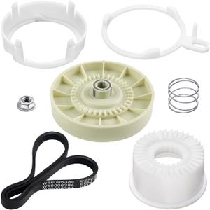 W10721967 Washer Pulley Clutch Kit & W10006384 Drive Belt by Techecook - Compatible for Whirlpool Kenmore Maytag washing machine Replaces PS10057144 W10006354 W10006356 W10239973 WTW5000DW1 MVWX655DW1