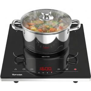 TOPWISH Single Burner Electric Stove, 110V-120V Portable Electric Cooktop, 1600W Induction Countertop Stove Top Burner Hot Plate with 10 Temp Levels, Child Safety Lock, Timer & Auto-Shut-Off