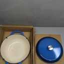Amazon Basics Enameled Cast Iron Dutch Oven Pot with Lid, Round, Dual Handles, Heavy-Duty, Oven Safe for Stews, Roasting, Baking, 6-Quart, Blue