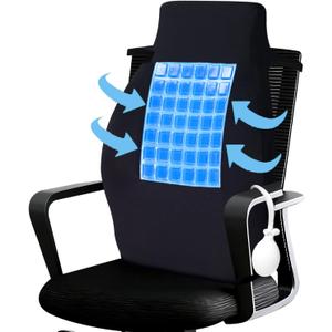 Adjustable Air Bag Lumbar Support Pillow for Office Chair with Cooling Gel - Adjustable Lumbar Support Height Back Support Pillow for Lower Back Pain Relief, Keep Your Back Cool And Dry, Black