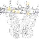 Lineshading 12" Butterfly Cake Stand Acrylic Lighted Cake Holder Acrylic Serving Platter with String Lights Water Drop Diamond String Cupcake Stand Round for Wedding Birthday Dessert Table