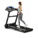 Goplus Folding Treadmill, Superfit Electric Portable Treadmill with Blue Tooth Speaker, APP Control and 16.5'' Wide Tread Belt, Running Jogging Machine for Home and Office Use