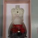 Sunia Preserved Flowers Rose Gifts for Mom, Birthday Gifts for Grandma Women, Glass Angel Figurines with Three Forever Real Roses, Fresh Flowers Gifts for Christmas Mother's Day Valentine (Red)