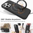 TORRAS Liquid Silicone for iPhone 16 Pro Case with 360 Spin Magnetic Ring Stand with Camera Control, Fit for MagSafe, OStand Q3 Silicone Non-Slip Protective Case for iPhone 16 Pro, Obsidian Black