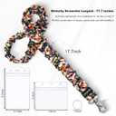 Lanyardio Stretchy Scrunchie Lanyard for ID Badges Keys, Cute Teacher Lanyard for Women with 2 Card Holders 19.6 Inch (Pink Flowers)