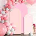 VitalCozy Set of 3 Wedding Arch Cover 4/5/6 ft Fabric Arch Backdrop Cover Double Sided Fitted Spandex for Baby Shower Birthday Party Decoration, Frame Not Included(Pink)