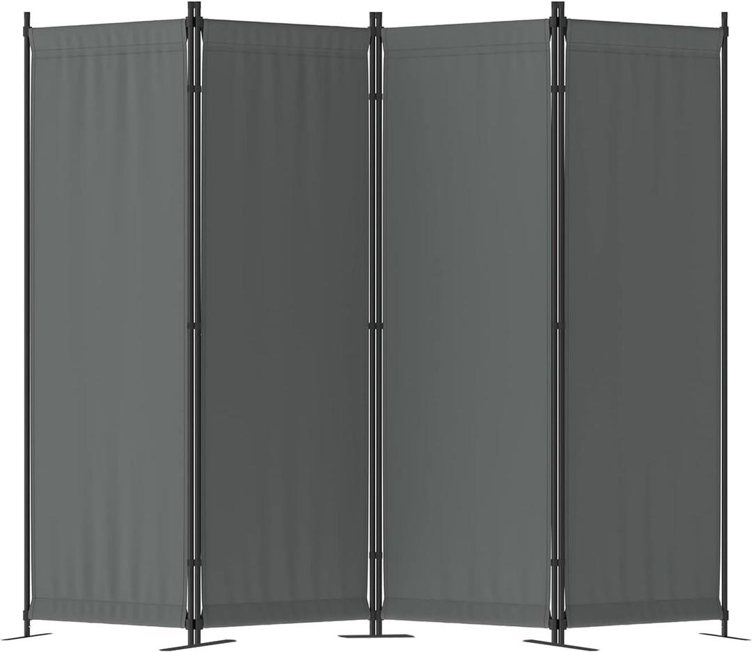 Morngardo Room Divider, Folding Privacy Screens, 4 Panel Room Partitions, 88" Foldable Wall Dividers, Portable Separating for Home Office Bedroom Dorm Decor (Grey)