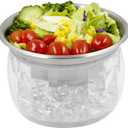 MorTime Ice Chilled Serving Bowl with Acrylic Ice Bowl Base, 20 OZ Cold Dip Salad Server Fruit Serving Dish for Dressing and More