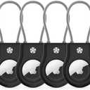 Air Tag Holder - (3 Pack) Air tag Lock Keychain with Wire Cable Compatible with Apple AirTag,Ultra Durable Anti-Lost Protective Case with Keyring for Luggage, Key, Backpack, Pet, Bag, Black