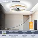 VOLISUN Fandelier Ceiling Fans with Lights and Remote, 19.7in Low Profile Ceiling Fan Flush Mount, 3000K-6500K Dimmable, Modern Ceiling Fans with Lights for Bedroom, Living Room, Kitchen(Gold)