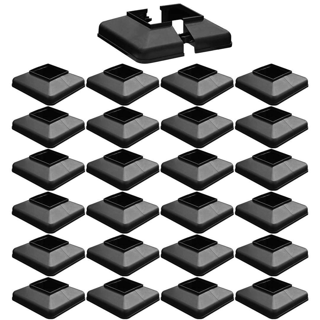 Plastic Lower Post Base Cover, Decorative Square Railing Base Trim, Durable Fence Post Flange Skirt for Patio, Porch, Stair, and Railing Systems (24pack, Fit 2'' Post)