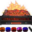 Electric Fireplace Logs Inserts Heater 26-Inch, Remote Controller Fireplace Heater, Adjustable Flame Colors, Realistic Fake firewood Flame, Overheat Protection, Timer, Thermostat, 1500W Black