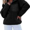 luvamia Sherpa Jackets for Women Trendy Zip Up Long Sleeve Winter Fall Casual Warm Fleece Coat Jackets with Pockets (Large, Black)