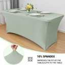 Obstal 2PC Sage Green Tablecloth - 6ft Rectangle Spandex Table Cover for Party, Events, Banquets & Weddings, Machine Washble, 6 Ft | 2 Pack