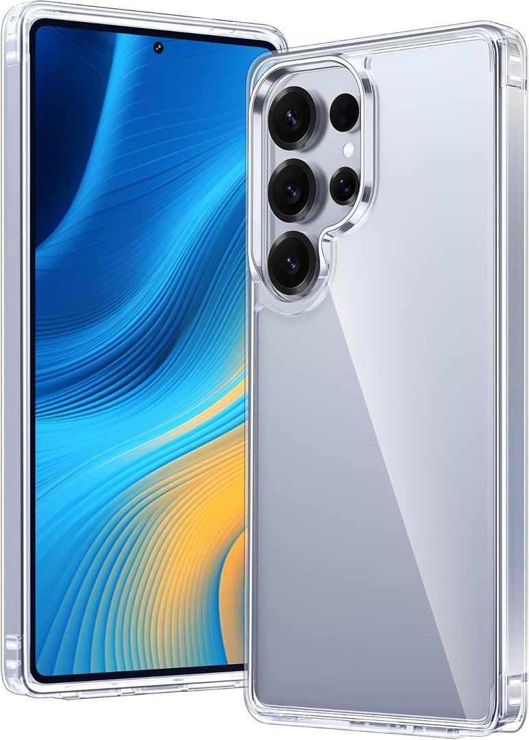 FNTCASE for Samsung Galaxy S25-Ultra Case: Military Grade Drop Protection Anti Yellowing Cell Phone Cover - Rugged Shockproof Protective Bumper Transparent Cases(Clear)