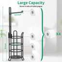 TomCare Toilet Paper Holder Toilet Paper Stand and Dispenser for 3 Spare Rolls Metal Wire Free-Standing Toilet Tissue Paper Roll Storage Shelf Bathroom Accessories Storage Organizer Black