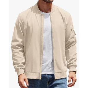 COOFANDY Men's Lightweight Bomber Jackets Casual Spring Fall Windbreaker Jacket Light Zip Up Coat With Pocket, XL