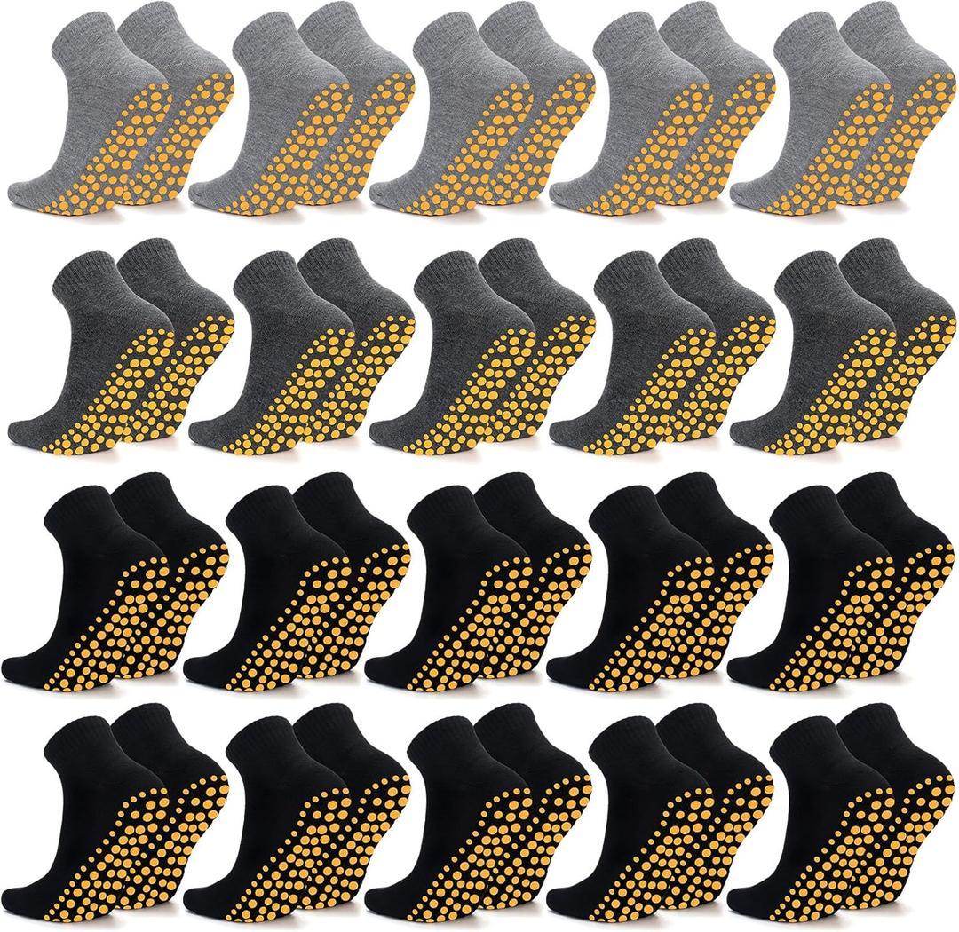 Sureio 50 Pairs Non Slip Slipper Socks with Grips Men's Anti Skid Yoga Socks with Gripper Workout Pilates Hospital
