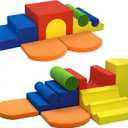 8-Piece Colourful Soft Play Set, Foam Climbing Blocks for Toddlers, Climbing Toys for 1 Year Old, Inside Crawling & Sliding Foam Baby Climbing Blocks, Compact
