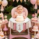 Handmade Boho Pink One High Chair Banner Girl for First Birthday Decorations Wall Hangings Wood Bead Tassel Garland 1st Party Decorations Cake Smash Photo Props