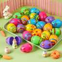 JOYIN 72PCS 2.3" Printed Empty Plastic Eggs, Bright Colorful Plastic Eggs Bulks for Festival Hunt, Filling Treats, Party Favor, Basket Stuffers, Classroom Prize Supplies