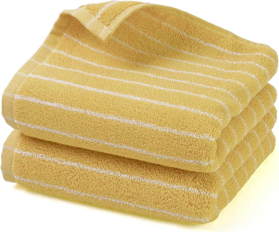 Jacquotha Hand Towels for Bathroom Yellow Striped - 2-Piece Premium Quick Drying Towels for Pool Swim Workout, Stylish Compact for Hand Face Hair, 14 x 29