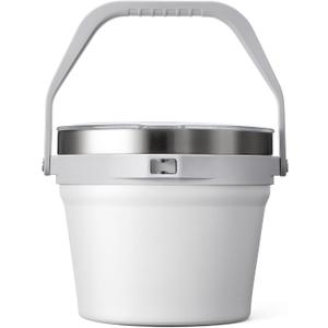 COKTIK 7L Insulated Ice Bucket with Lid，Double Wall Vacuum Stainless Steel Beverage Bucket Keeps Frozen Longer，Holds 6 Longnecks or 3 Bottles of Wine，for hot food, Large Parties(No Accessories, White)