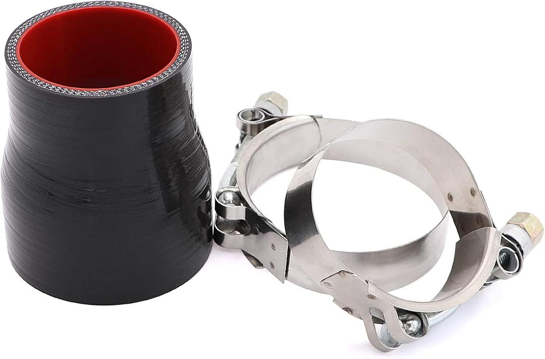 Straight Reducer Coupler Silicone Hose ID 2inch to 2.5inch 4-Ply with Stainless Steel T-Bolt Clamp for Turbo/Intercooler/Intake Piping