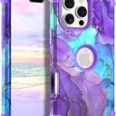 Hocase for iPhone 16 Pro Case 6.3", Heavy Duty Shockproof Protection Soft Silicone Rubber+Hard Plastic Bumpers Hybrid Protective Case for iPhone 16 Pro 2024 - When Purple Meets Blue