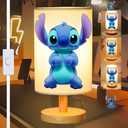 Cute Bedside Table Lamp for Bedroom Nightstand, 3 Colors Night Stand Light Lamp with LED Bulb, Wood Base Round Flaxen Fabric Shade Desk Reading Lamps for Kids Room, Christmas Decor, Gifts for Girls