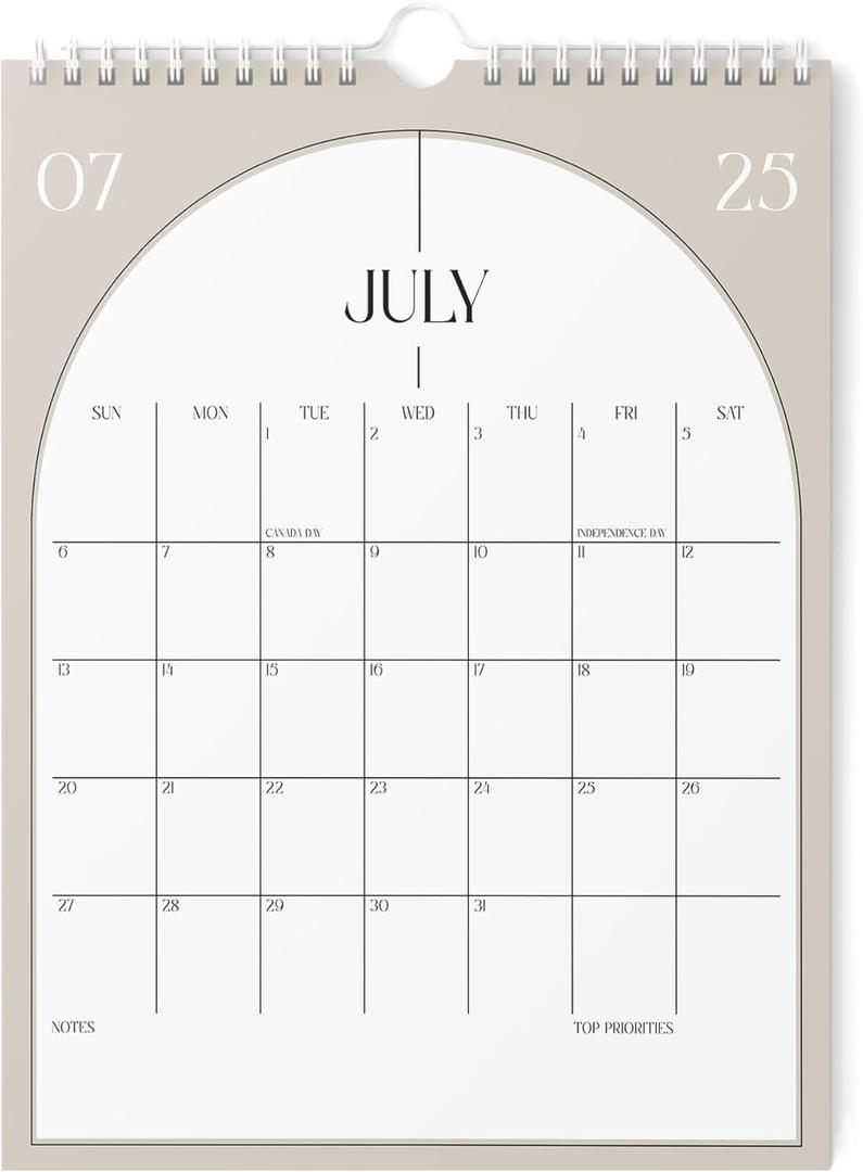 Karto Wall Calendar 2025-2026 - Vertical 8.5x11 inch July 2025 to December 2026 - Boost Your Productivity and Easy Planning with the Aesthetic Monthly Calendar - Boho Beige , Medium 