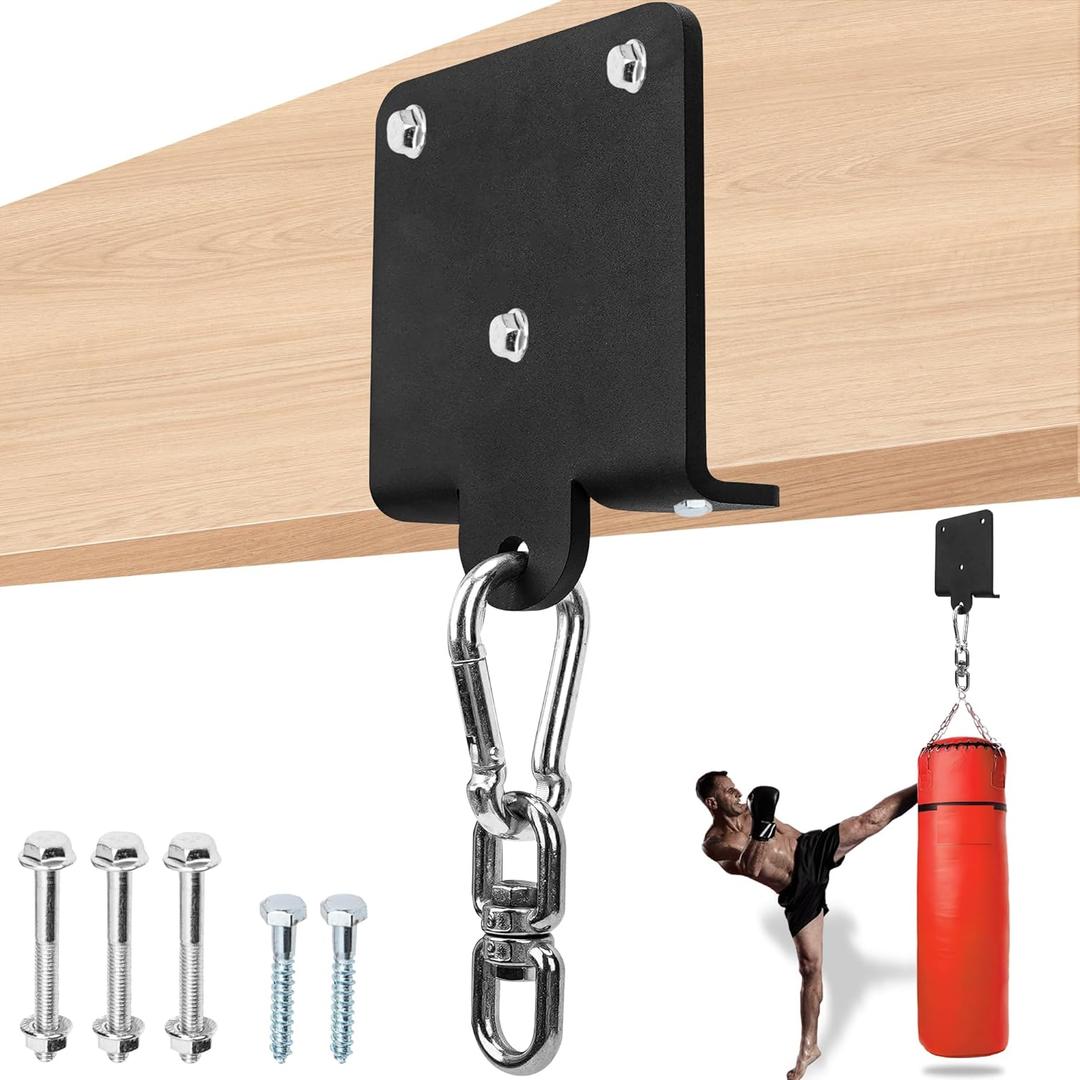 KSWLOR Heavy Punching Boxing Bag Hanger - Heavy Duty Bag Hanger Bracket, 360 Rotation Wall Ceiling Mount Wood Beam Hook for Boxing Muay Thai Training, Aerial Yoga Swing & Hammock
