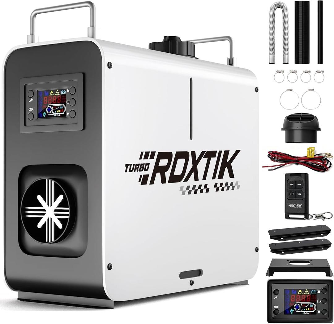 8KW Diesel Heater, 5L 12V/24V All in One Diesel Heater with LCD Switch, Remote Control, Muffler for Truck, RV, Home, Car, Campers, Boat, White
